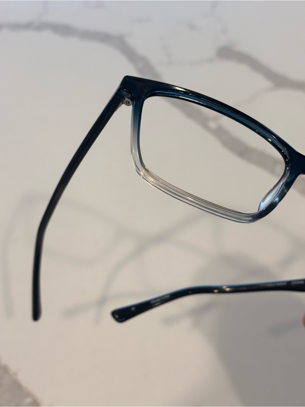 Joseph Abboud Men’s Square Eyeglass Frames in Black and Clear Gradient Fade - Picture 6 of 9